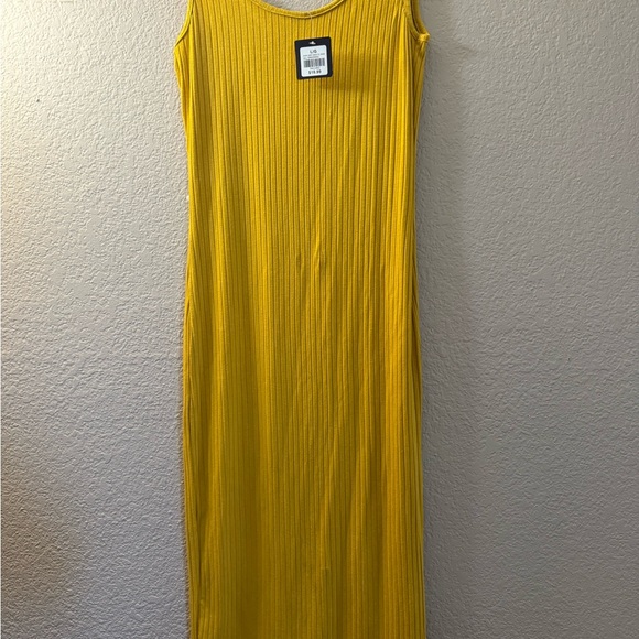 UK2LA Yellow Ribbed Midi Dress - Picture 1 of 4
